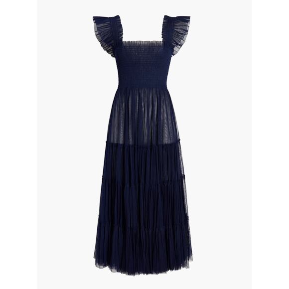 Hill House Collectors Edition Tulle The Nap Dress Navy Blue Sheer Size Small - Picture 9 of 9